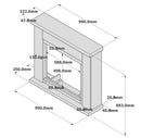 Camino Elettrico da Pavimento 99x88,3x25 cm Effetto Fiamma 1500W Sined Asciano Bianco