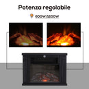 Camino Elettrico da Terra Effetto Fiamma 600W/1200W Nero 