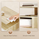 Set di 2 Comodini Sospesi 35x32x22,5 cm con Cassetto e Mensola Aperta Rivestimento in Melamina Bianco e Rovere      