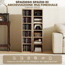 Set 2 Librerie 21x22,5x88,5 cm Mobili Porta CD con Ripiani Regolabili per 204 CD in Legno Rovere      