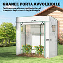 Serra per Piante 196x77x197 cm con 2 Finestre Laterali a Rete e Ingresso Avvolgibile in PE e Acciaio Bianco      