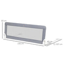 Barriera Letto Anticaduta per Bambini 150x40x60 cm in Acciaio e Tessuto Oxfod Grigio