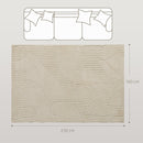 Tappeto Moderno Antiscivolo 230x160x1,7A cm con Design di Linee in Poliestere e Cotone Crema      