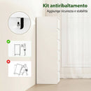 Comò Slim 40x35x109 cm 6 Cassetti Finitura Lucida in MDF Bianco      