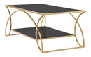 Tavolo da Caffé Sunshine 110x60x45 cm in Ferro e Specchio Oro e Nero