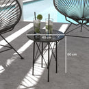 Tavolino da Giardino con Intagli a Fiori e Foglie Ø40x50 cm in Acciaio Nero 