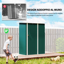 Capanno Porta Attrezzi 142x86x189 cm con Tetto Inclinato e Porta Bloccabile in Metallo Verde      