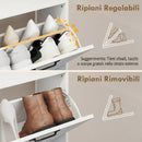 Scarpiera Salvaspazio 99,5x24x93,3 cm 4 Cassetti Ribaltabili in MDF Bianco      