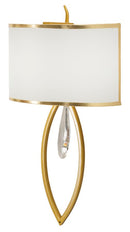 Lampada da Muro Vienna 16x15x50 cm in Ferro e Tessuto Oro e Bianco      
