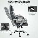 Sedia da Ufficio Massaggiante a 6 Punti e Inclinabile 66x72x113-121 cm in pelle PU Grigio Carbone   