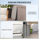 Tavolino da Giardino Pieghevole 76x50x74 cm ad Altezza Regolabile in Metallo e HDPE Grigio Scuro      