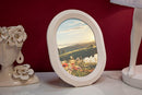 Cornice Ovally 20x2x25 cm in Resina e Vetro Bianco      