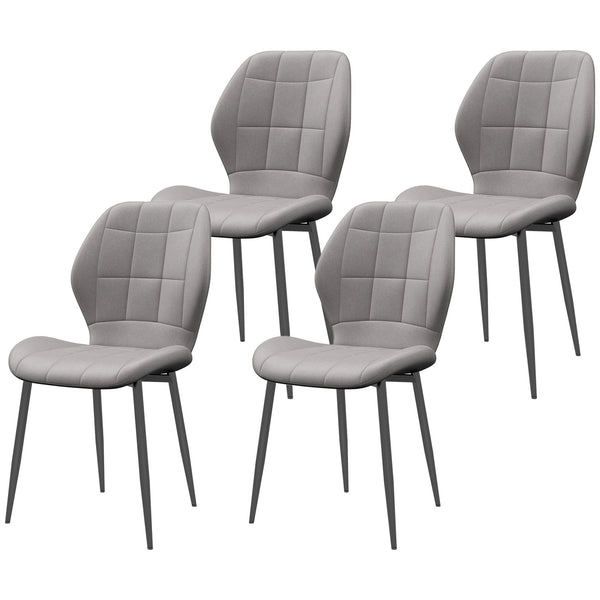 online Set di 4 Sedie da Pranzo Moderne per Cucina e Soggiorno 47x57x85 cm Rivestimento in Flanella Grigio