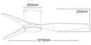 Ventilatore da Soffitto con 3 Pale e LED Ø127 cm 3 Velocità Martec Flush Bianco
