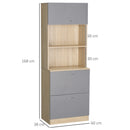 Madia Credenza per Cucina 2 Cassetti e Armadietto 60x38x168 cm in Legno  Grigio