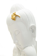 Decorazione Testa Buddha 21,5x13x36 cm in Resina Oro Bianco      