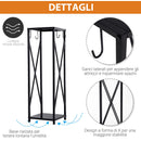 Portalegna per Camino 34x34x111 cm con Accessori in Metallo Nero