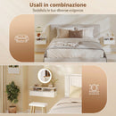 Set 2 Comodini Sospesi 40x35x30 cm con Stazione di Ricarica Cassetto e Ripiano Aperto in Legno Bianco      