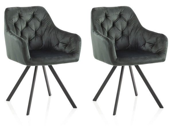 Set 2 Sedie Imbottite 58x57x84 cm in Velluto Verde prezzo