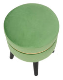 Sgabello Paris Verde Chiaro Ø35x40,5 cm in Legno Spugna e Poliestere Verde e Oro