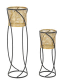 Set 2 Porta Vasi Curvy Ø 23x76-20x51 cm in Ferro 