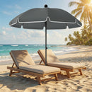 Ombrellone da Spiaggia Inclinabile Ø150x185 cm con Borsa per Trasporto in Poliestere e PA Grigio Scuro      