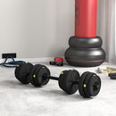 Set 2 in 1 con 2 Manubri Convertibili in Bilanciere Peso Totale 25 kg e Dischi Pesi Regolabili Nero      
