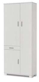 Armadio 3 Ante 1 Cassetto 77x178x34 cm Bianco Fiammato