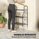 Portapiante a 3 Livelli 69x28,5x78 cm per Interni ed Esterni in Metallo Nero      