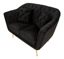 Divanetto Budapest Nero con Cuscini 130x83x91 cm in Compensato e Spugna e Ferro e Poliestere Nero      