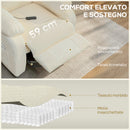 Poltrona Reclinabile 150° Effetto Velluto con Poggiapiedi Telecomando e Tasca Laterale 96x90x105 cm Bianco      