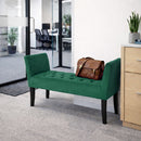 Panca Fondoletto Ingresso 111x40x60 cm con Piedi in Legno e Rivestimento Velluto Verde     