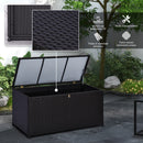 Baule da Esterno da 284L Apertura con Pistone a Gas 118x54x59 cm in Rattan PE Marrone Scuro 