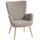 Poltrona per Salotto Moderna 71x74x97,5 cm con Schienale Alto in Tessuto Sherpa Grigio
