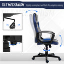 Sedia da Gaming Girevole Reclinabile in Similpelle  Nera e Blu
