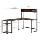 Scrivania Angolare da Ufficio 170x120x140 cm in Metallo e Legno Noce e Nero