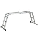 Scala Telescopica a 5 Posizioni con 2 Piattaforme di Sicurezza 339x76x10 cm in Alluminio Argento