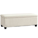 Panca Fondo Letto 112x42x40 cm con Spazio Contenitore da 84L in Tessuto Effetto Velluto a Coste e Acciaio Beige      