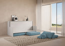 Letto Singolo A Scomparsa Kando Con Divano Bianco Frassino e Azzurro      
