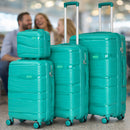 Set 4 Valigie Trolley da Viaggio con Beauty Rivestimento Rigido e Maniglia Telescopica in Polipropilene Verde      