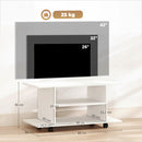 Mobile Porta TV Moderno 80x40x40 cm con Ripiani Ruote Girevoli e Freni Bianco      