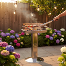Barbecue a Carbone con Gamba a Colonna Ompagrill Griglia di Cottura in Acciaio Cromato con Sistema di Areazione Struttura in Acciaio Inox