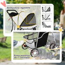 Passeggino per Cani Pieghevole 77x44x102 cm con Copertura Antipioggia Ruote Girevoli e Cuscino Lavabile in Poliestere Grigio      