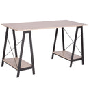 Scrivania da Ufficio Industrial in Metallo e Legno MDF Ripiani Legno e Nero 140x60x75 cm 