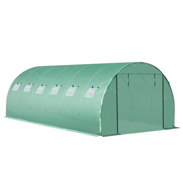 acquista Telo di Ricambio per Serra da Giardino 6x3x2 m con 12 Finestre e Porta Avvolgibile Verde Seconda Scelta