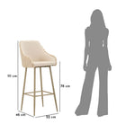 Sgabello Bar Alaska A Crema Set 2 Pz 52x46x111 cm in Compensato e Spugna e Ferro e Poliestere Crema      
