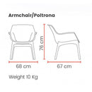 Set da Giardino Divano Poltrone e Tavolino in Polipropilene Vandi Grigio