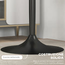 Tavolo da Cucina Alto Bar Ø60x102 cm per 2 Persone in MDF e Metallo Nero      