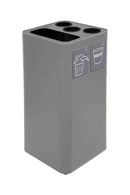 Pattumiera a Bidone da 100 L 38,3x38,3x82,5 cm 3 Scomparti Tubolari e 1 Scomparto Gettacarta in Acciaio Verniciato Grigio 