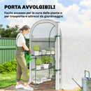 Serra da Giardino 123x187x189 cm con Scaffali a 2 Livelli e Porta Avvolgibile in Acciaio e PE Bianco      